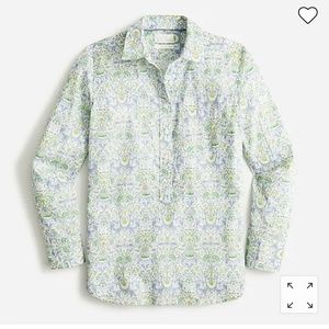 J. Crew x Liberty of London cotton classic-fit popover top, Lodden print, 4, NWT